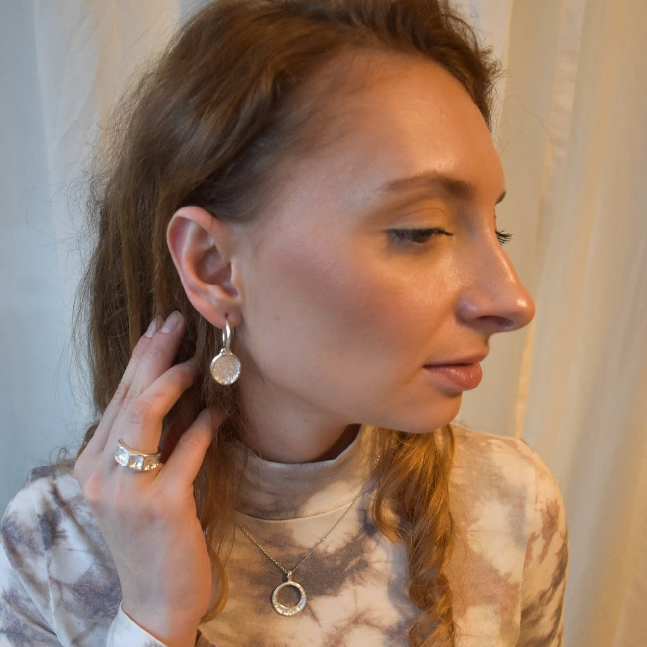Amalia Silver Charm Hoops